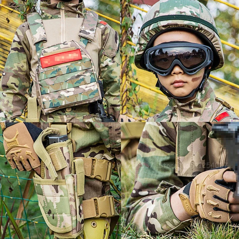 Kids Outdoor Vest - Crianças tático camuflagem terno forças especiais