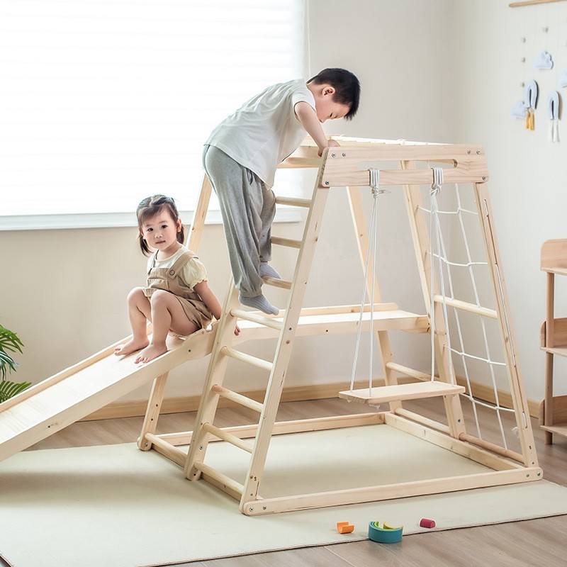 Kids Outdoor Wooden Climbing Frame - Estrutura de Escalada Infantil Sólida para
