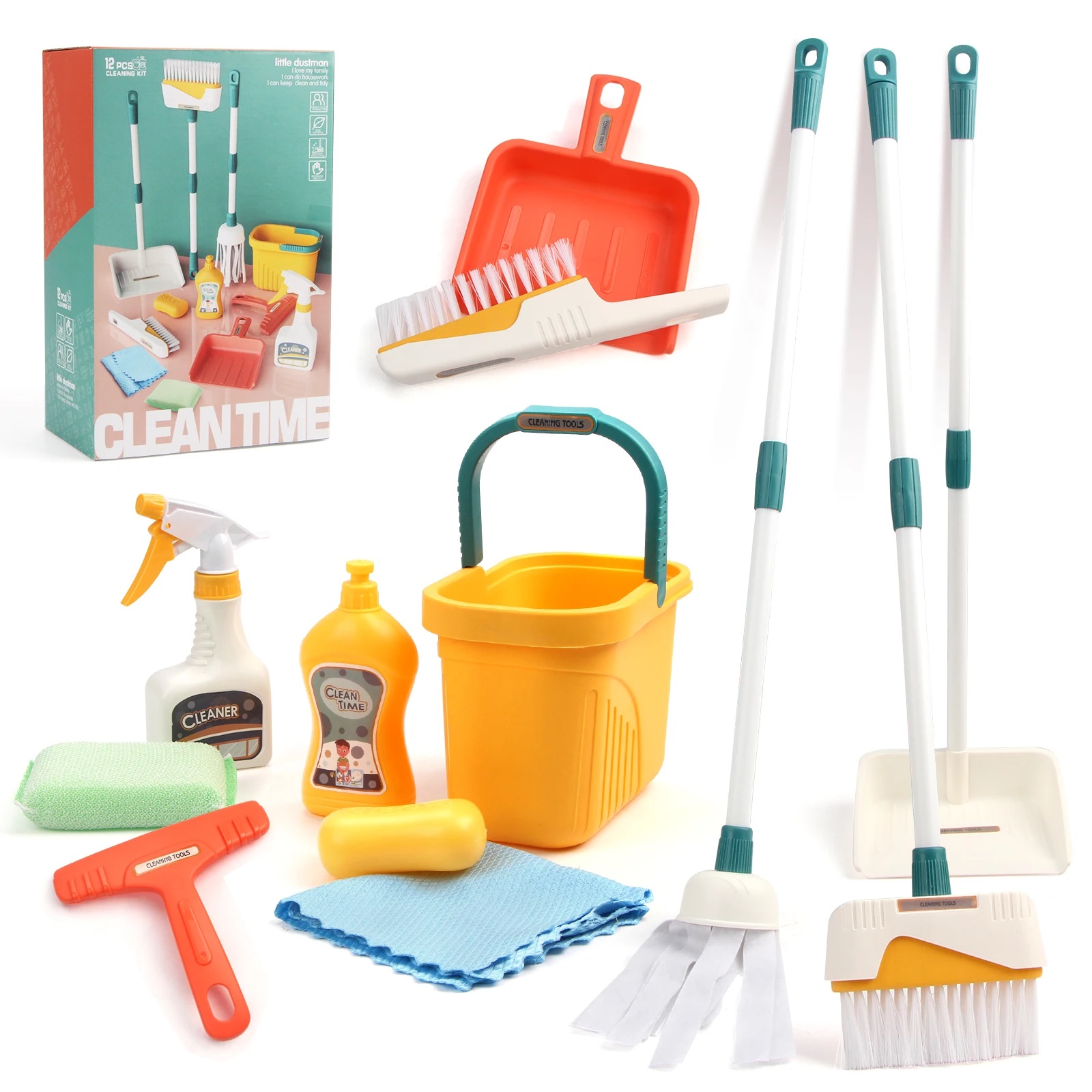 Kids Outdoor Broom - 12 pçs/set crianças conjunto de limpeza