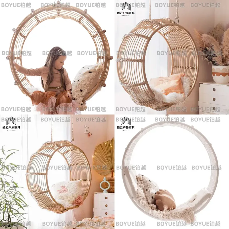 Kids Outdoor Hanging Chair - Cadeira de Balanço de Rattan para