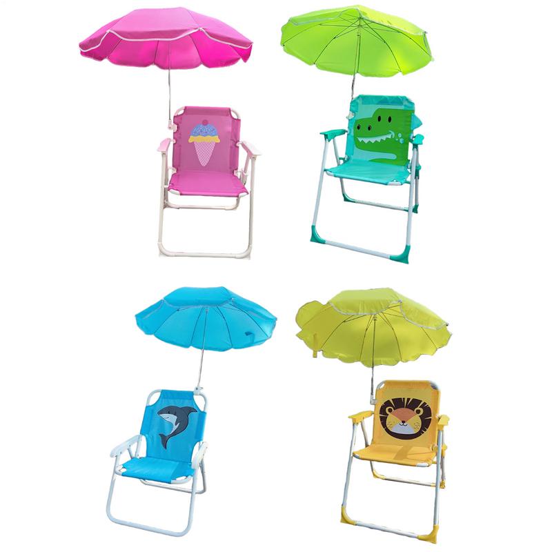Kids Outdoor Umbrella Chair - Cadeira de acampamento infantil com guarda-chuva