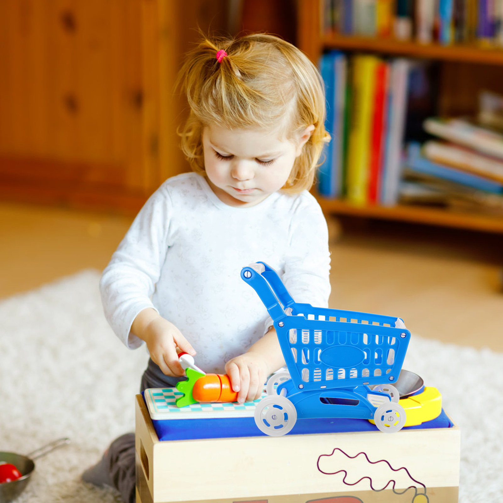 Kids Indoor Outdoor Cart - Mini Carrinho de Compras Azul para