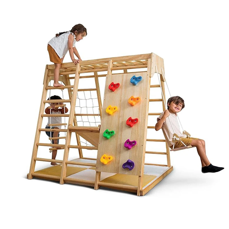 Kids Outdoor Wooden Climbing Frame - Equipamento de Ginástica para Crianças: Playground