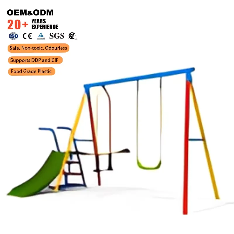 Kids Outdoor Swing And Slide - Estrutura de Balanço Metálica para Exterior