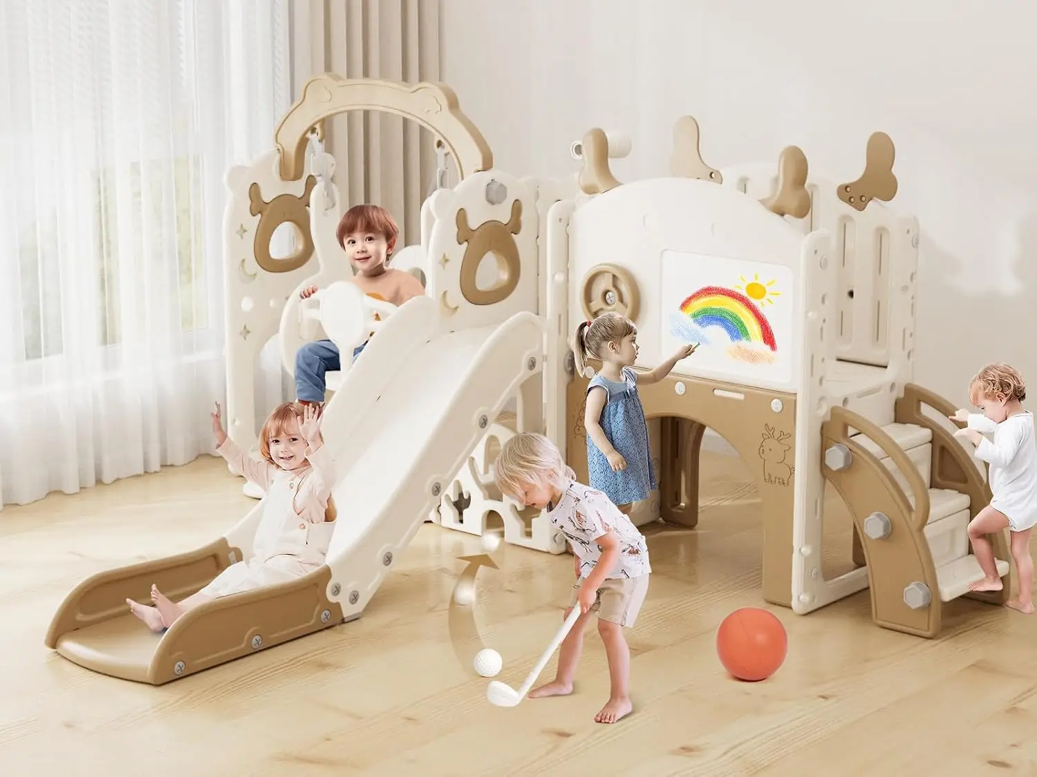 Kids Outdoor Swing And Slide - Conjunto de Escorregador e Balanço 13