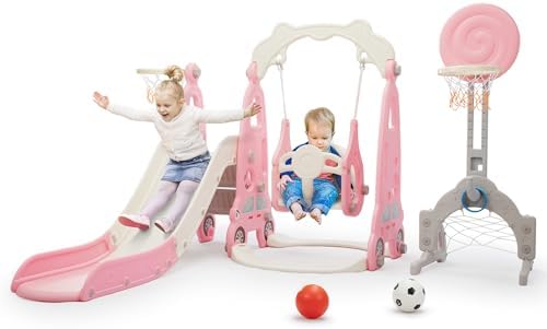 Kids Outdoor Swing And Slide - Conjunto de Escorregador e Balanço 6