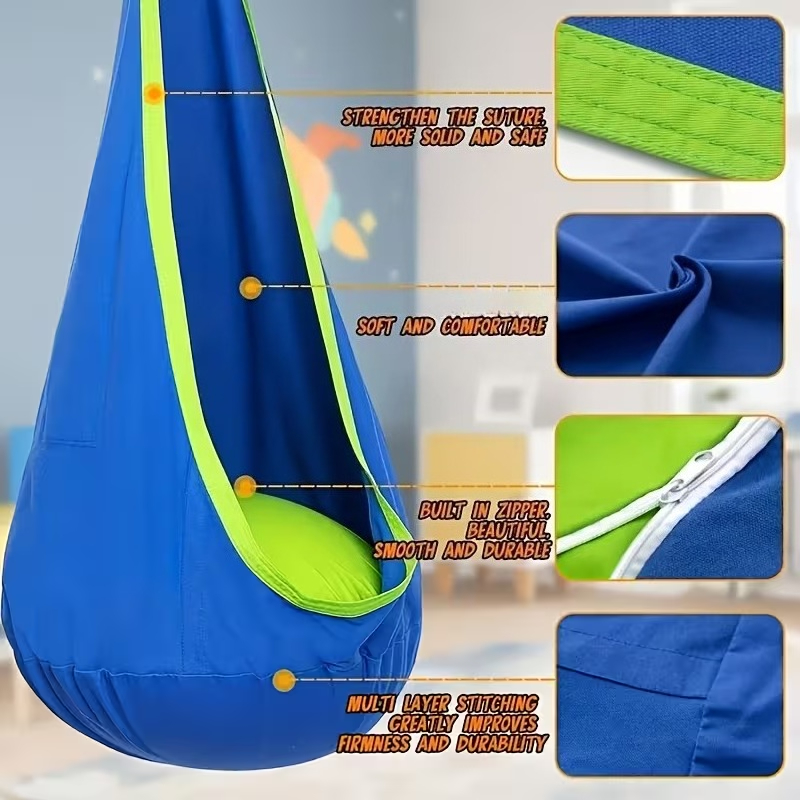 Kids Outdoor Hanging Chair - Cadeira Suspensa para Crianças, Balanço Interno