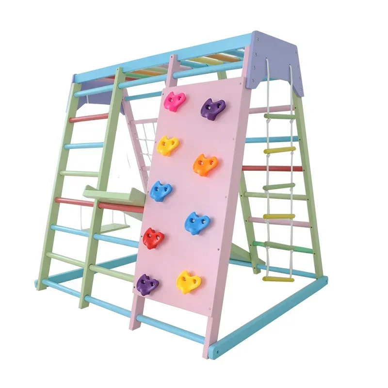 Kids Outdoor Swing And Slide - Conjunto de Escalada Infantil de Madeira