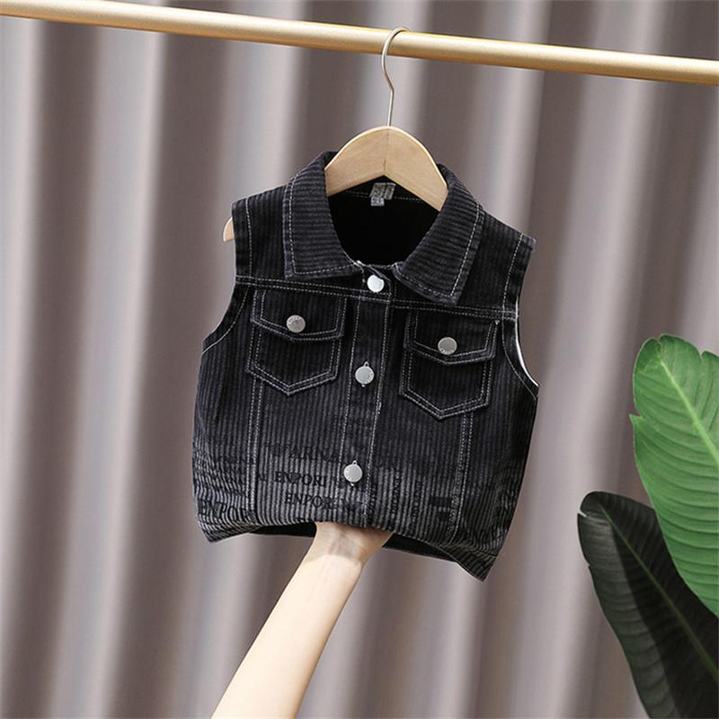 Menino preto denim colete prim - Kids Outdoor Vest avaliação e preço
