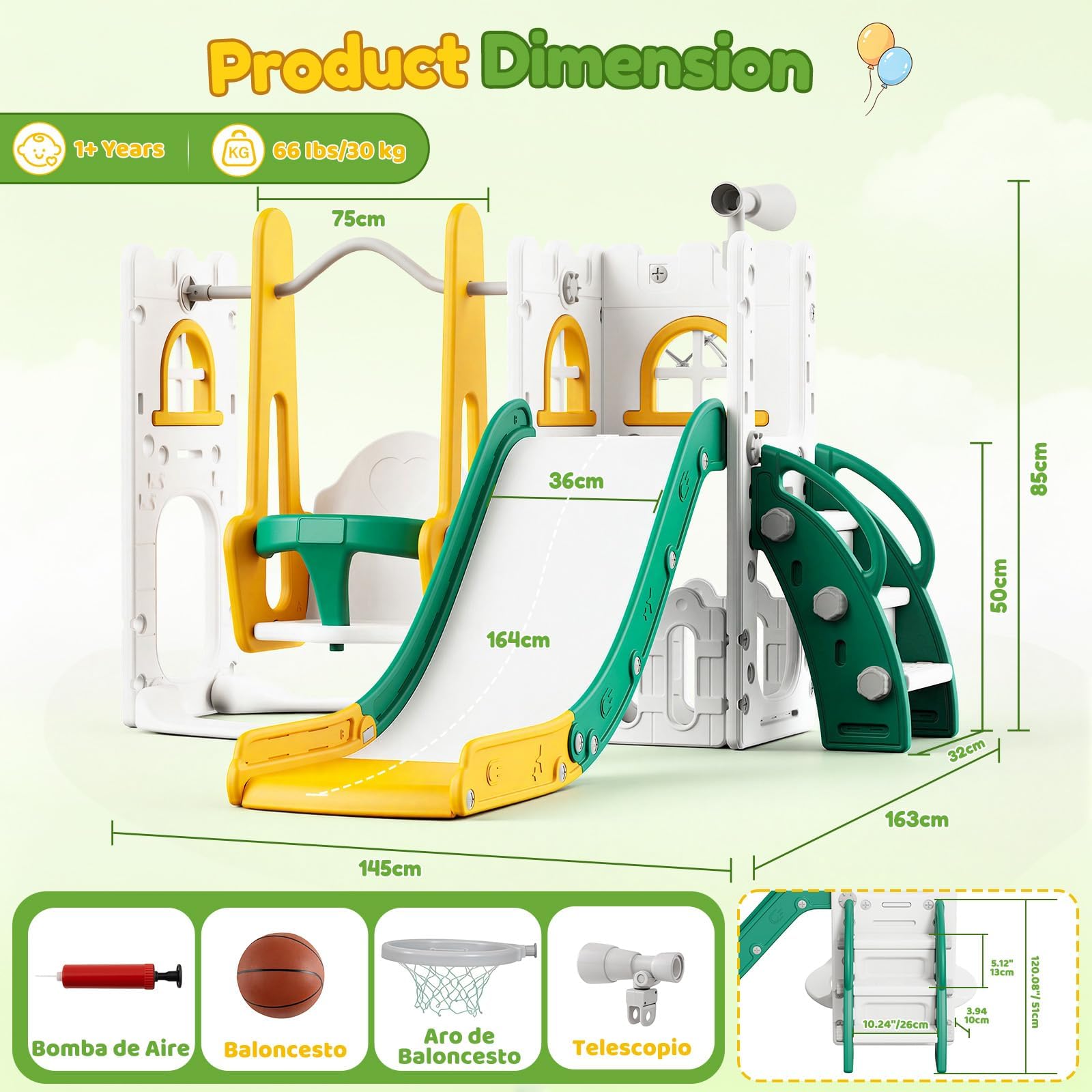 Conjunto de Escorregador e Bal - Kids Outdoor Swing And Slide avaliação e preço
