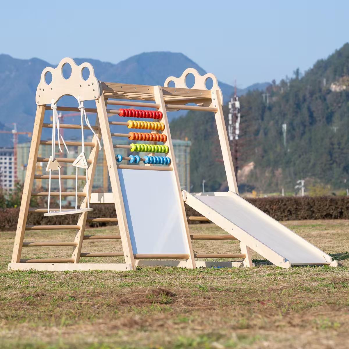 Grande Estrutura de Escalada e - Kids Outdoor Wooden Climbing Frame avaliação e preço