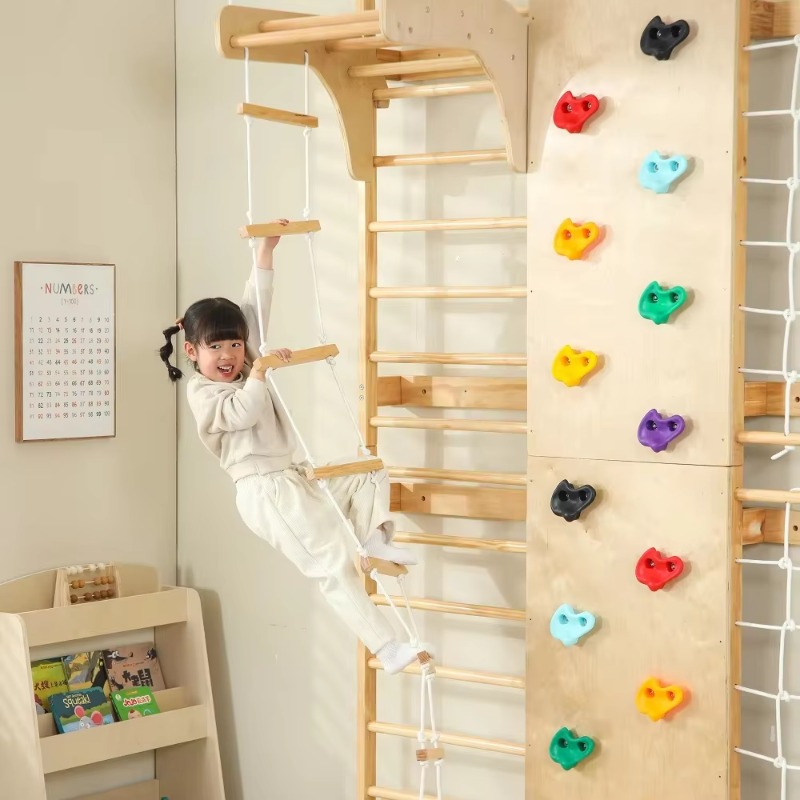 Escada Sueca de Madeira Sólida - Kids Outdoor Wooden Climbing Frame avaliação e preço